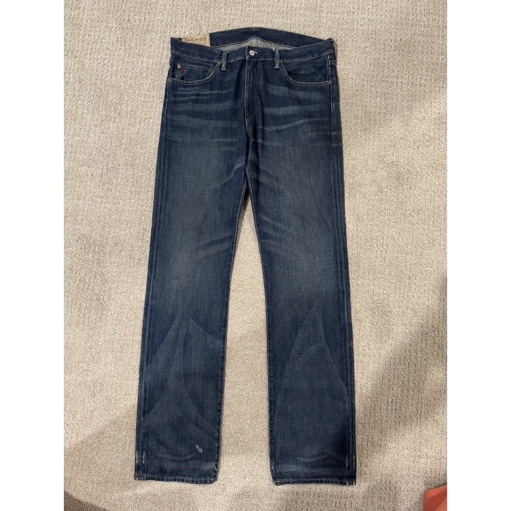Polo Ralph Lauren 867 Mens Blue Denim Jeans Straight Leg 36 X 36